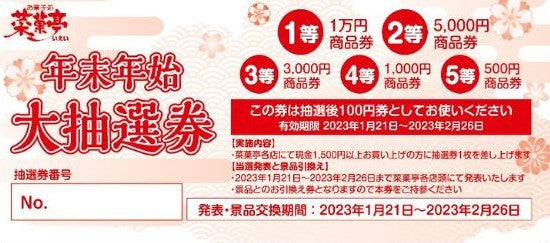年末年始大抽選券当選番号 ついに発表！！ – お菓子処 菜菓亭